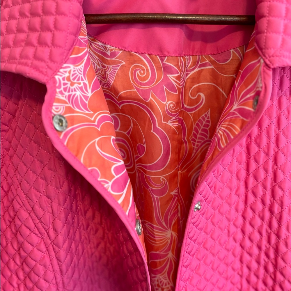 CASUAL IDENTITY PINK QUILTED SNAP FRONT LINED MID LENGTH CLASIC JACkET. SZ XL - Picture 5 of 12